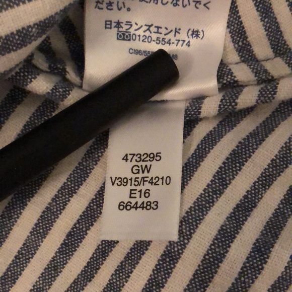 Super flattering, easy, navy stripe linen blend short sleeve dress by Lands End - Picture 11 of 16